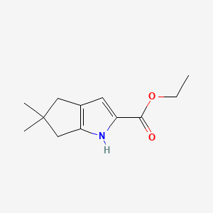 Chemical structure of Ethyl 5,5-dimethyl-1,4,5,6-tetrahydrocyclopenta[b]pyrrole-2-carboxylate