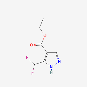 Chemical structure of Ethyl 5-(difluoromethyl)-1H-pyrazole-4-carboxylate