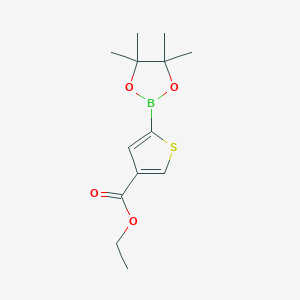Chemical structure of Ethyl 5-(4,4,5,5-tetramethyl-1,3,2-dioxaborolan-2-yl)thiophene-3-carboxylate
