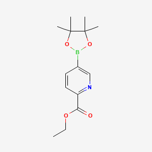 Chemical structure of Ethyl 5-(4,4,5,5-tetramethyl-1,3,2-dioxaborolan-2-yl)picolinate