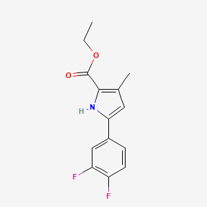 Chemical structure of Ethyl 5-(3,4-difluorophenyl)-3-methyl-1H-pyrrole-2-carboxylate