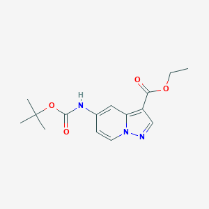 Chemical structure of Ethyl 5-((tert-Butoxycarbonyl)amino)pyrazolo[1,5-a]pyridine-3-carboxylate