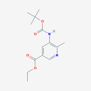 Chemical structure of Ethyl 5-((tert-butoxycarbonyl)amino)-6-methylnicotinate