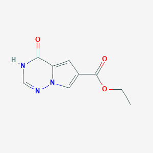 Chemical structure of Ethyl 4-oxo-3,4-dihydropyrrolo[2,1-f][1,2,4]triazine-6-carboxylate