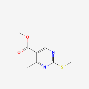 Chemical structure of Ethyl-2-methylthio-4-methyl-5-pyrimidine carboxylate