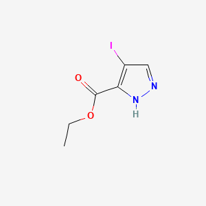 Chemical structure of Ethyl 4-iodo-1H-pyrazole-5-carboxylate