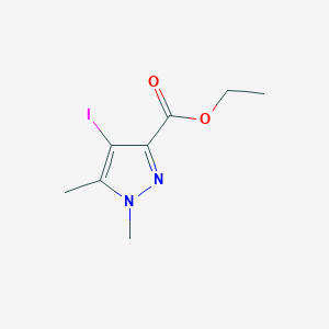 Chemical structure of Ethyl 4-iodo-1,5-dimethyl-1H-pyrazole-3-carboxylate