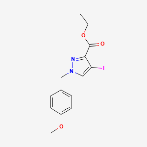 Chemical structure of Ethyl 4-iodo-1-(4-methoxybenzyl)-1H-pyrazole-3-carboxylate