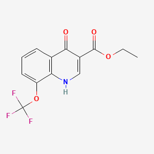 Chemical structure of Ethyl 4-hydroxy-8-(trifluoromethoxy)quinoline-3-carboxylate
