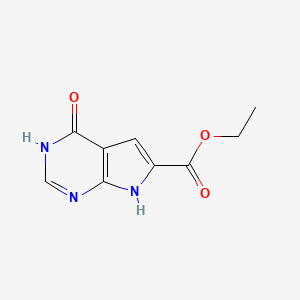 Chemical structure of Ethyl 4-hydroxy-7H-pyrrolo[2,3-d]pyrimidine-6-carboxylate