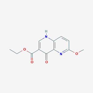 Chemical structure of Ethyl 4-hydroxy-6-methoxy-1,5-naphthyridine-3-carboxylate