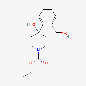 Chemical structure of Ethyl 4-hydroxy-4-(2-(hydroxymethyl)phenyl)piperidine-1-carboxylate