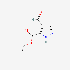 Chemical structure of Ethyl 4-formyl-1H-pyrazole-3-carboxylate