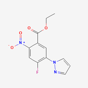 Chemical structure of Ethyl 4-Fluoro-2-nitro-5-(1-pyrazolyl)benzoate
