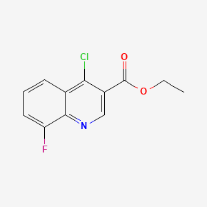 Chemical structure of Ethyl 4-chloro-8-fluoroquinoline-3-carboxylate