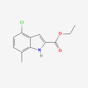 Chemical structure of Ethyl 4-chloro-7-methyl-1H-indole-2-carboxylate
