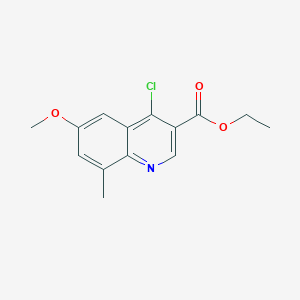 Chemical structure of ethyl 4-chloro-6-methoxy-8-methylquinoline-3-carboxylate