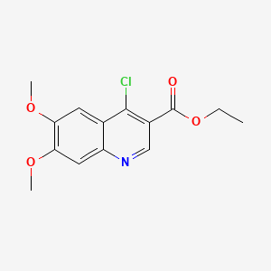 Chemical structure of Ethyl 4-chloro-6,7-dimethoxyquinoline-3-carboxylate