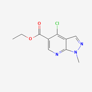 Chemical structure of Ethyl 4-chloro-1-methyl-1H-pyrazolo[3,4-b]pyridine-5-carboxylate
