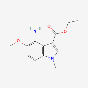 Chemical structure of Ethyl 4-amino-5-methoxy-1,2-dimethyl-1H-indole-3-carboxylate
