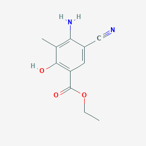Chemical structure of Ethyl 4-amino-5-cyano-2-hydroxy-3-methylbenzoate