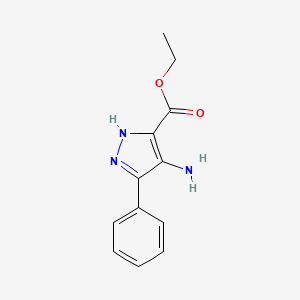 Chemical structure of Ethyl 4-amino-3-phenyl-1H-pyrazole-5-carboxylate