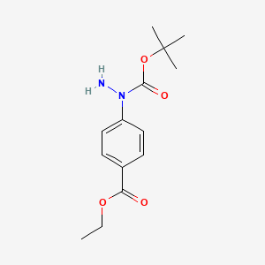 Chemical structure of 4-(N-Tert-butoxycarbonylhydrazino)benzoic acid ethyl ester