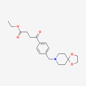 Chemical structure of ethyl 4-[4-[8-(1,4-dioxa-8-azaspiro[4.5]decyl)methyl]phenyl]-4-oxobutyrate