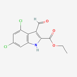 Chemical structure of Ethyl 4,6-Dichloro-3-Formyl-1H-Indole-2-Carboxylate