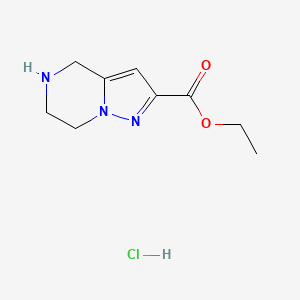 Chemical structure of Ethyl 4,5,6,7-tetrahydropyrazolo[1,5-a]pyrazine-2-carboxylate hydrochloride