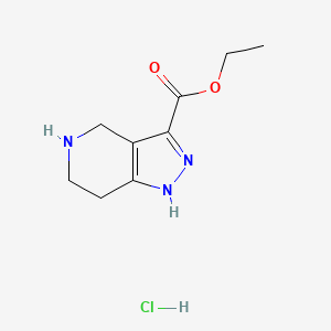 Chemical structure of Ethyl 4,5,6,7-tetrahydro-1H-pyrazolo[4,3-c]pyridine-3-carboxylate hydrochloride