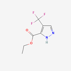 Chemical structure of Ethyl 4-(trifluoromethyl)-1H-pyrazole-3-carboxylate