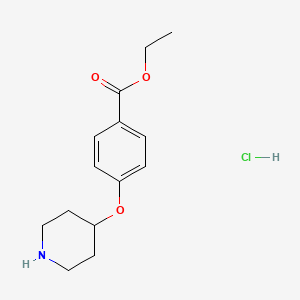 Chemical structure of Ethyl 4-(piperidin-4-yloxy)benzoate hydrochloride