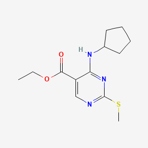 Chemical structure of Ethyl 4-(cyclopentylamino)-2-(methylthio)pyrimidine-5-carboxylate