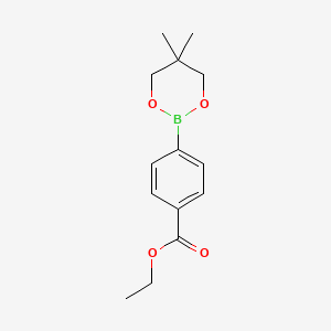 Chemical structure of ethyl 4-(5,5-dimethyl-1,3,2-dioxaborinan-2-yl)benzoate