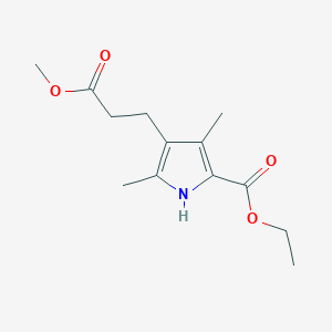 Chemical structure of Ethyl 4-(3-methoxy-3-oxopropyl)-3,5-dimethyl-1H-pyrrole-2-carboxylate