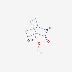 Chemical structure of Ethyl 3-oxo-2-azacyclo[2.2.2]octane-4-carboxylate