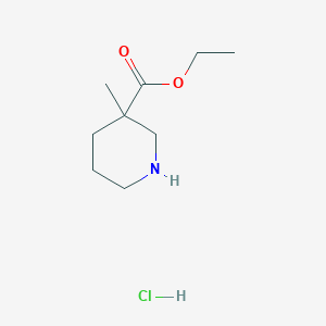 Chemical structure of Ethyl 3-methylpiperidine-3-carboxylate hydrochloride