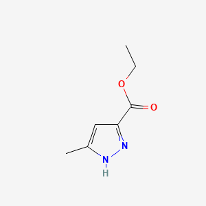 Chemical structure of Ethyl 3-methyl-1H-pyrazole-5-carboxylate