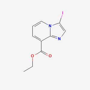 Chemical structure of Ethyl 3-iodoimidazo[1,2-a]pyridine-8-carboxylate