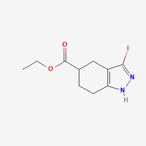 Chemical structure of Ethyl 3-iodo-4,5,6,7-tetrahydro-1H-indazole-5-carboxylate