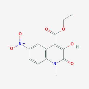 Chemical structure of Ethyl 3-hydroxy-1-methyl-6-nitro-2-oxo-1,2-dihydroquinoline-4-carboxylate