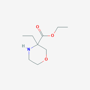 Chemical structure of Ethyl 3-Ethylmorpholine-3-carboxylate