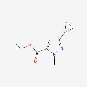 Chemical structure of Ethyl 3-cyclopropyl-1-methyl-1H-pyrazole-5-carboxylate