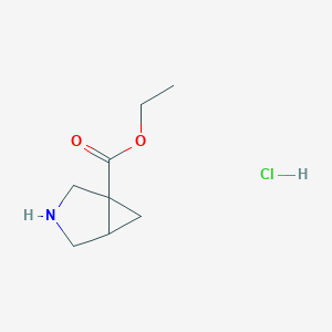 Chemical structure of Ethyl 3-azabicyclo[3.1.0]hexane-1-carboxylate hydrochloride