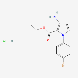 Chemical structure of Ethyl 3-amino-1-(4-bromophenyl)-1H-pyrrole-2-carboxylate hydrochloride