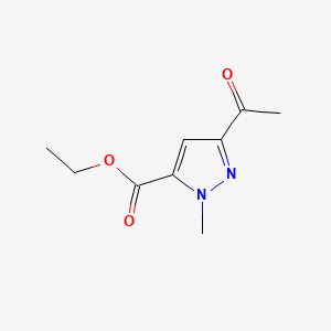 Chemical structure of Ethyl 3-acetyl-1-methyl-1H-pyrazole-5-carboxylate