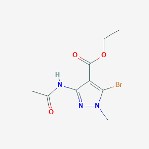 Chemical structure of ethyl 3-acetamido-5-bromo-1-methyl-1H-pyrazole-4-carboxylate