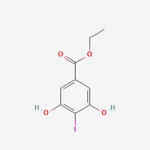 Chemical structure of ethyl 3,5-dihydroxy-4-iodobenzoate