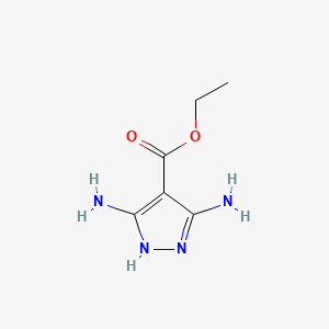 Chemical structure of Ethyl 3,5-diamino-1H-pyrazole-4-carboxylate